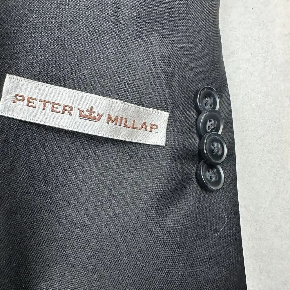 NWT Peter Millar Men's Flynn Suit Jacket 54T Black Classic Fit Solid Wool Blazer